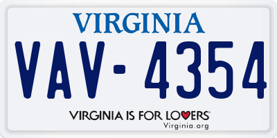 VA license plate VAV4354
