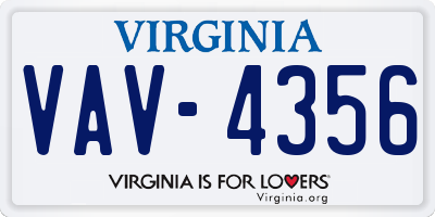 VA license plate VAV4356