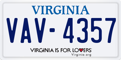 VA license plate VAV4357