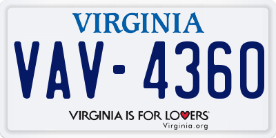 VA license plate VAV4360