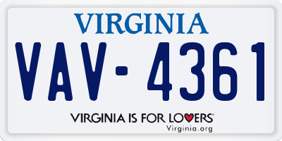 VA license plate VAV4361