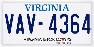 VA license plate VAV4364