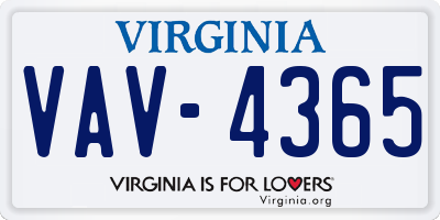 VA license plate VAV4365