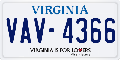 VA license plate VAV4366