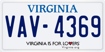 VA license plate VAV4369