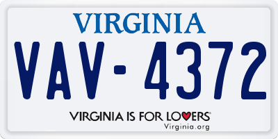 VA license plate VAV4372