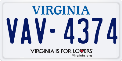 VA license plate VAV4374