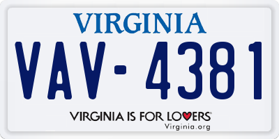 VA license plate VAV4381