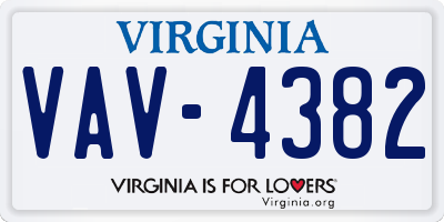 VA license plate VAV4382