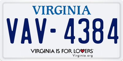 VA license plate VAV4384