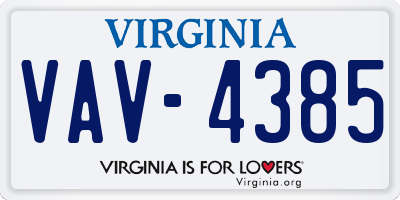 VA license plate VAV4385