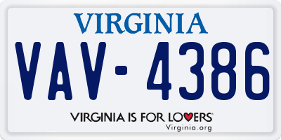 VA license plate VAV4386