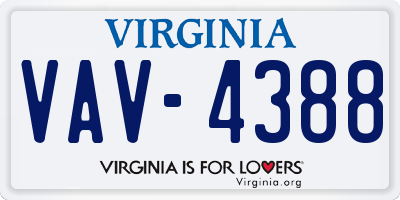 VA license plate VAV4388