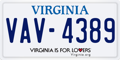 VA license plate VAV4389