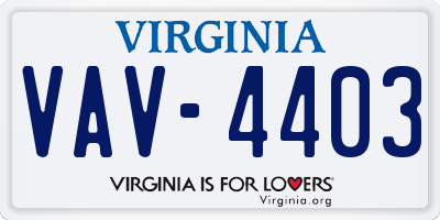 VA license plate VAV4403