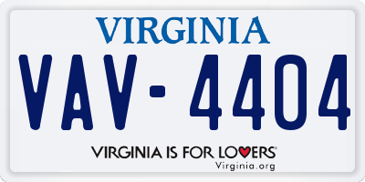VA license plate VAV4404