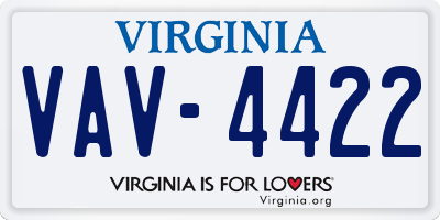 VA license plate VAV4422