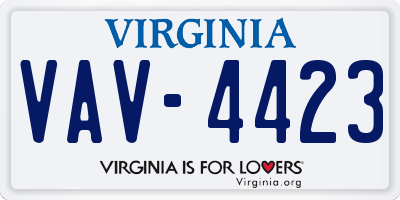 VA license plate VAV4423