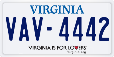 VA license plate VAV4442