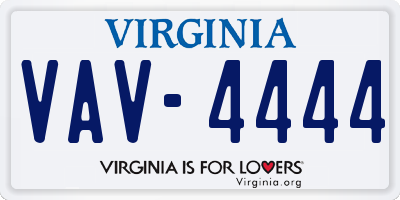 VA license plate VAV4444