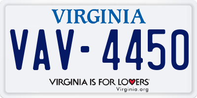 VA license plate VAV4450