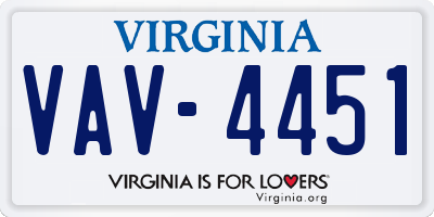 VA license plate VAV4451