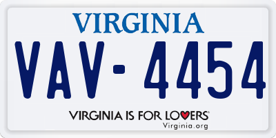 VA license plate VAV4454