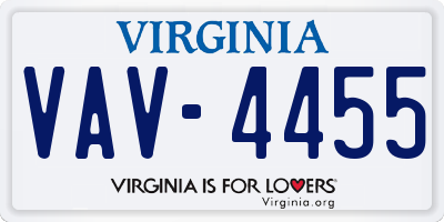 VA license plate VAV4455