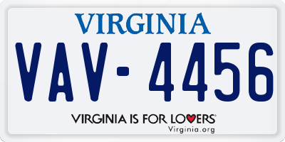 VA license plate VAV4456
