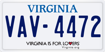 VA license plate VAV4472