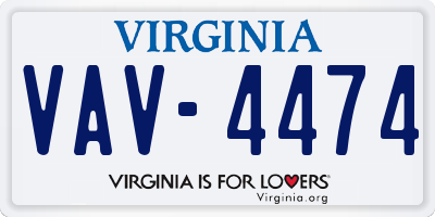 VA license plate VAV4474