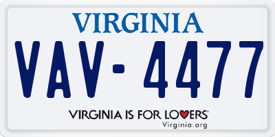 VA license plate VAV4477