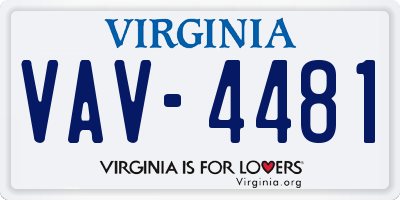 VA license plate VAV4481