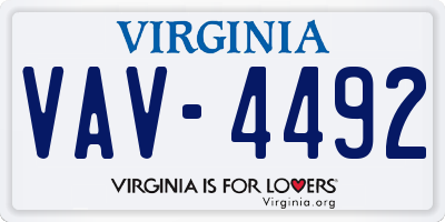 VA license plate VAV4492