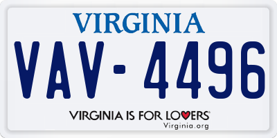 VA license plate VAV4496