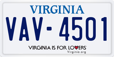 VA license plate VAV4501