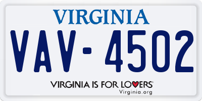 VA license plate VAV4502