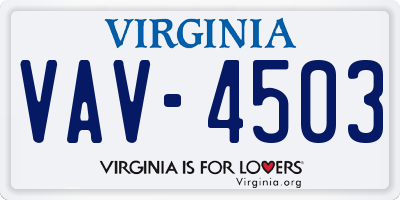 VA license plate VAV4503