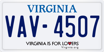 VA license plate VAV4507