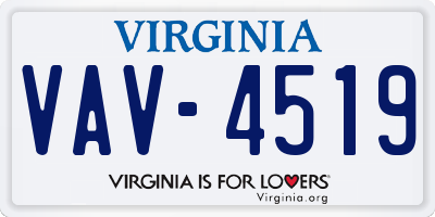 VA license plate VAV4519