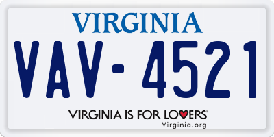 VA license plate VAV4521