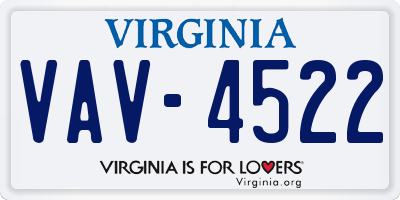 VA license plate VAV4522