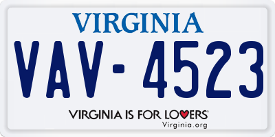 VA license plate VAV4523