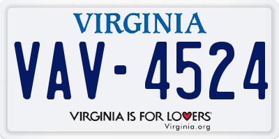 VA license plate VAV4524