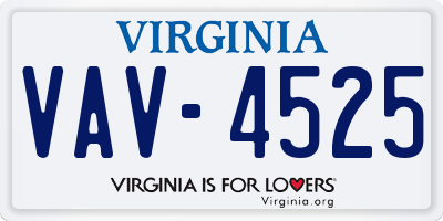 VA license plate VAV4525