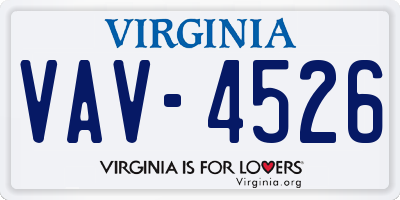 VA license plate VAV4526