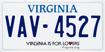 VA license plate VAV4527