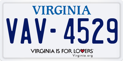 VA license plate VAV4529