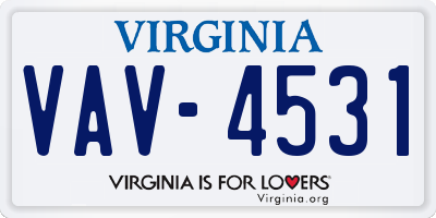 VA license plate VAV4531
