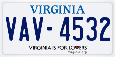 VA license plate VAV4532